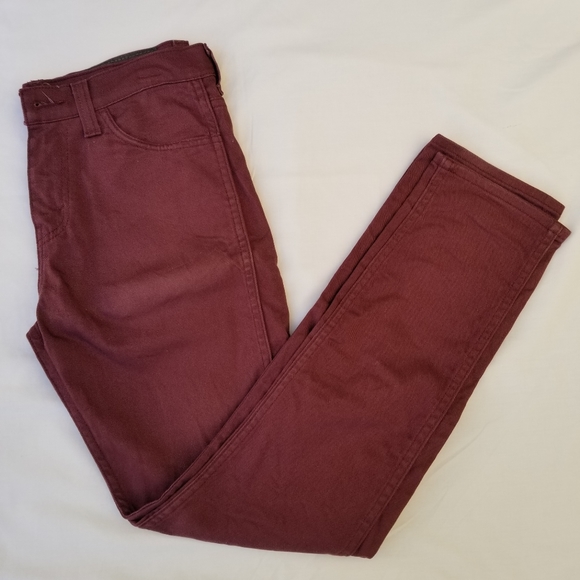 Men's Levi's 508 Regular Tapered  Maroon Jeans W29/L30 - Picture 2 of 9